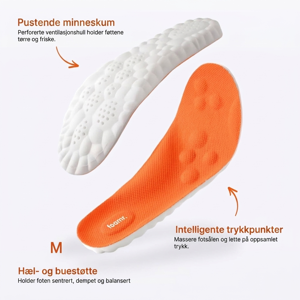 Anatomiska skoinlägg för plantar fasciit och hälsporre från sidan för att visa stötdämpning
