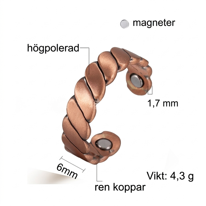Justerbar unisex magnetisk ring i retro koppar med vintage design sedd i galleri