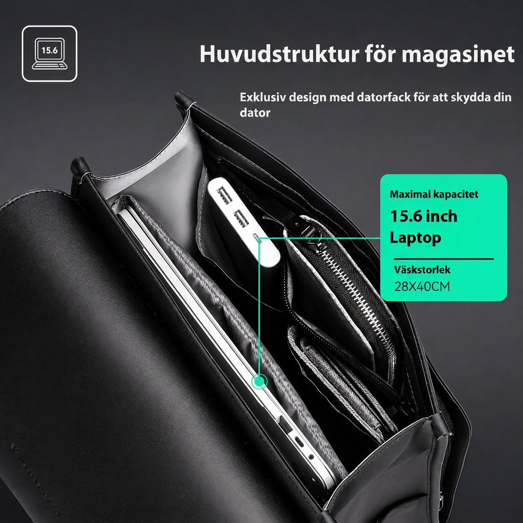 Elegant ryggsäck för arbete och resor anpassad för laptop