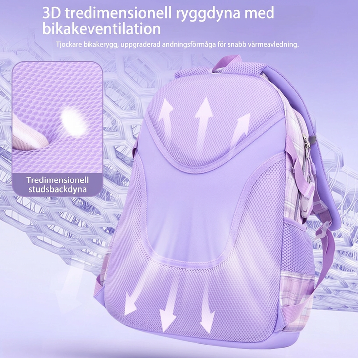 Ergonomisk ryggsäck för skolan i fina pastellfärger