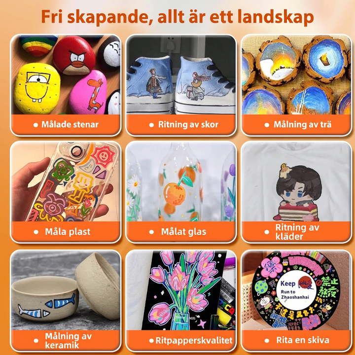 Hobby- och ritmaterial inklusive mångsidiga akrylmålarpennor