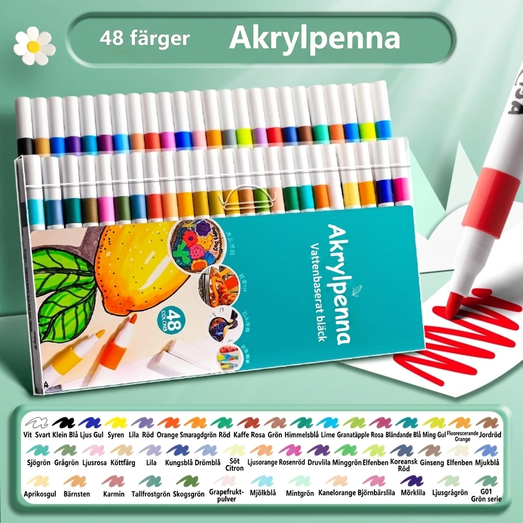 Närbild på spetsen av en akrylpenna för detaljerat målararbete