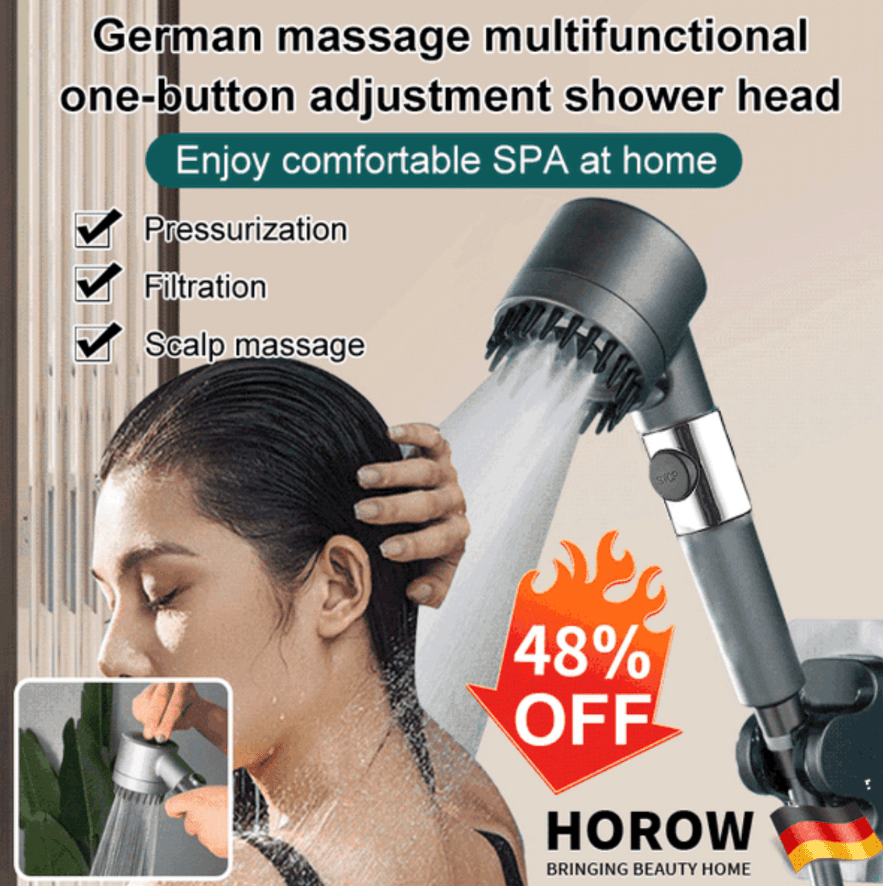 Multifunktionellt duschmunstycke med massageeffekt och filtrering
