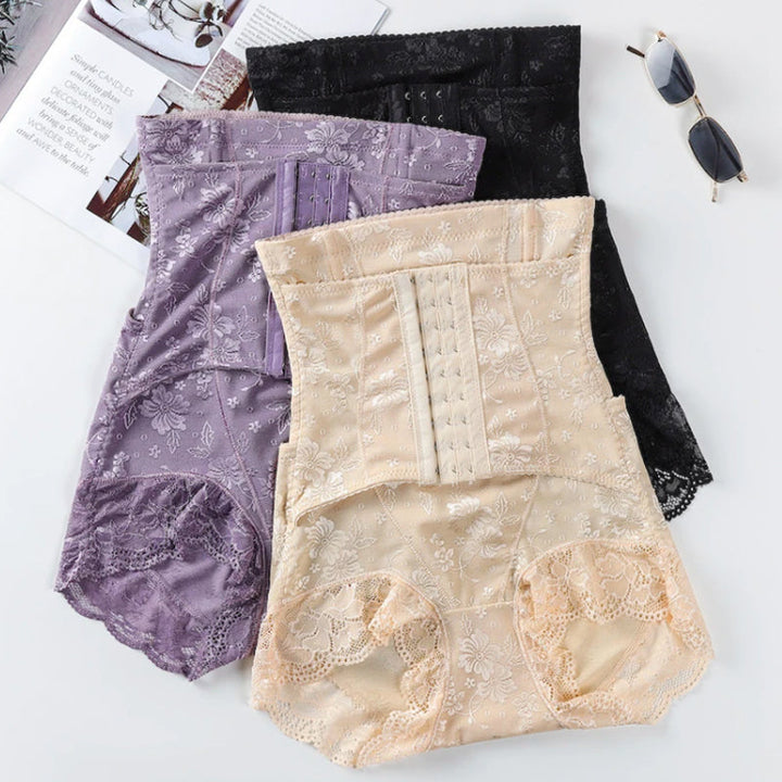 Högmidjade magformande shorts för kvinnor, hudvänligt tyg, formande design, svart färg, sömlös under kläder.
