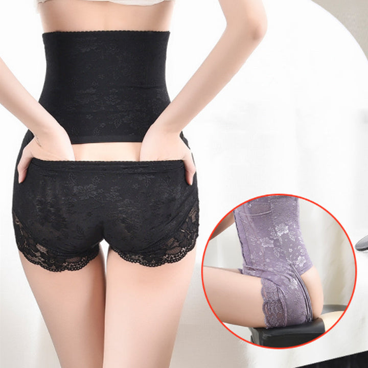 Högmidjade magformande shorts för kvinnor, hudvänligt tyg, formande design, svart färg, sömlös under kläder.