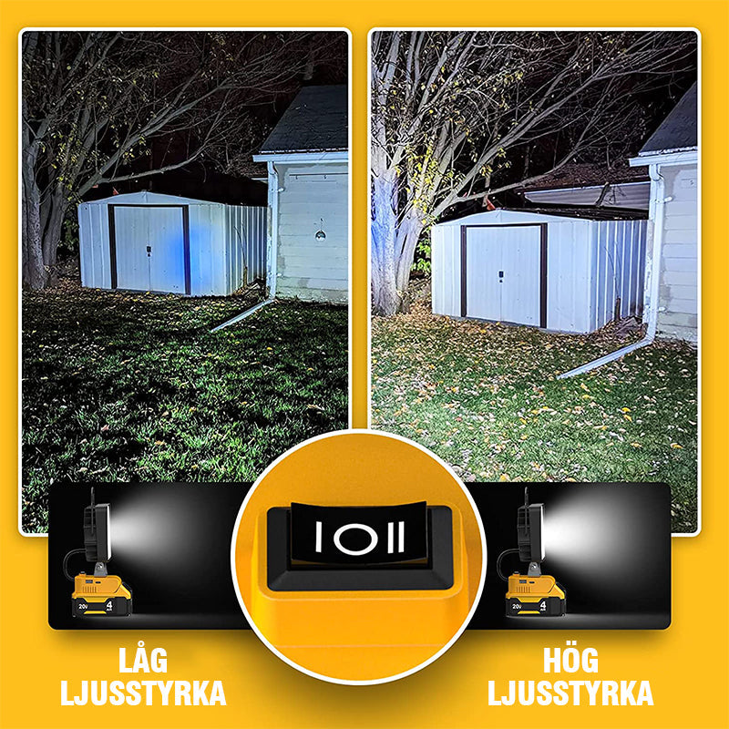 "Högpresterande 18W LED-arbetslampa, robust design, 16 LED-pärlor, bred strålvinkel, idealisk för utomhusarbete."