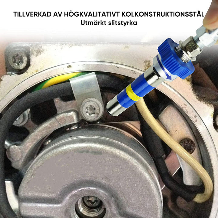 Högtrycksmunstycke för smörjnipplar, ergonomisk metallkonstruktion, perfekt för exakt smörjning i trånga utrymmen.