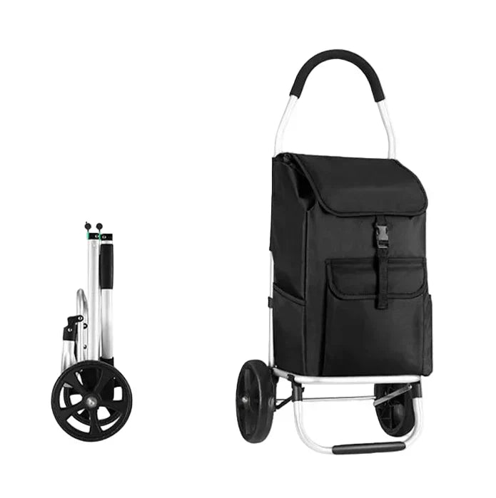Smidig CarryEase shoppingvagn, hopfällbar design i aluminium gör hushållsärenden lätta.