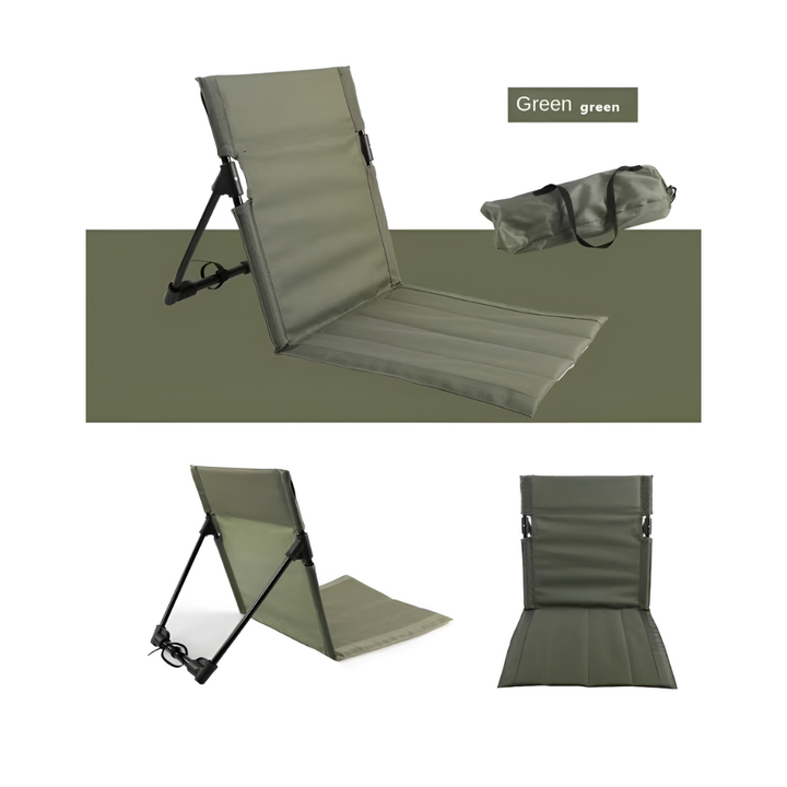 Krämfärgad fällstol med kudde för trädgården. Lättviktig aluminiumram, perfekt som campingstol.