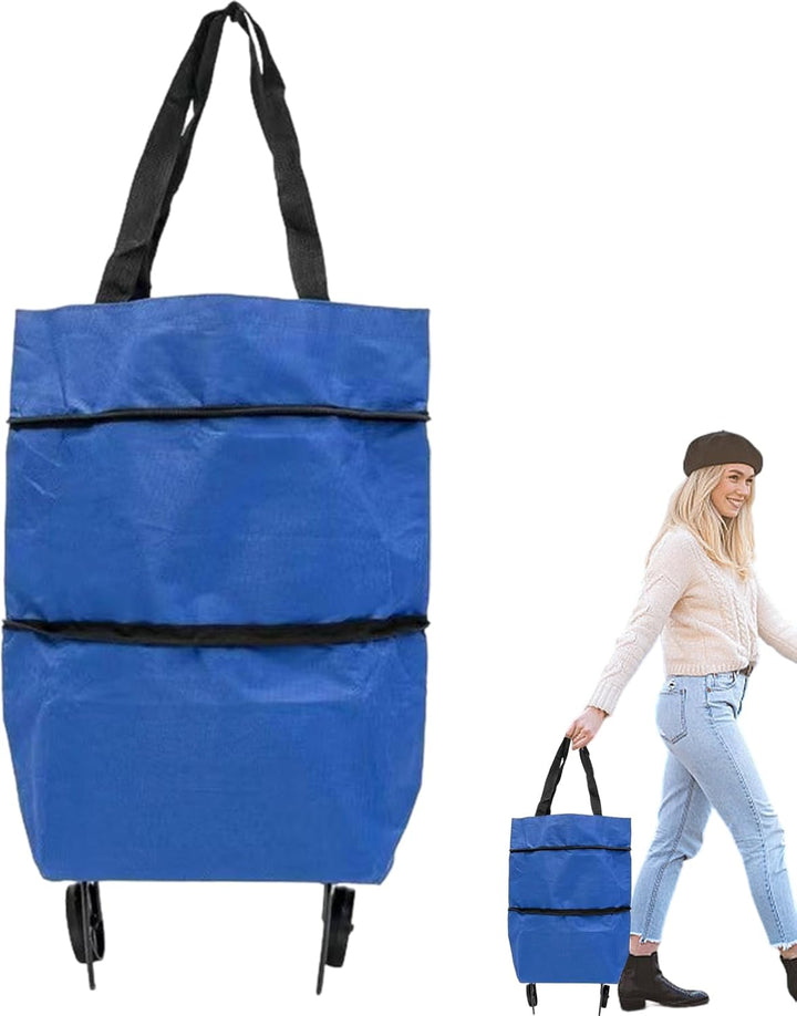 Bekväm shoppingväska med hjul, hopfällbar för maximal smidighet.