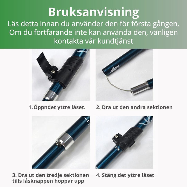 Röda promenadstavar, lättvikt & justerbara, idealiska för motion och friluftsliv.