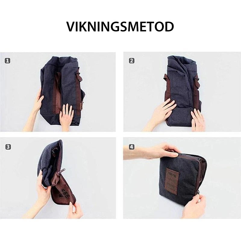 "Hopfällbar resväska i marinblå, lätt och modern design, idealisk för resor och dagliga utflykter."