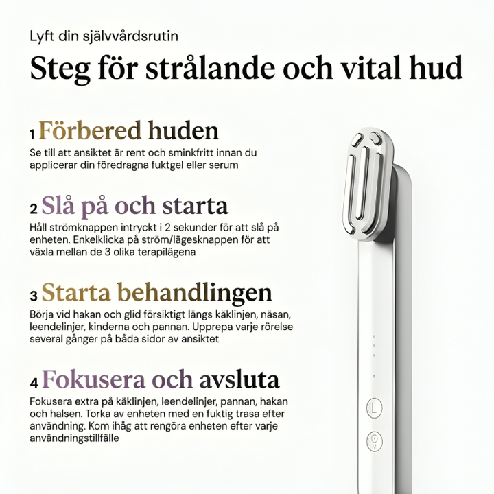 Närbild på unisex hudvårdsapparat med rödljusterapi för effektiv egenvård av huden