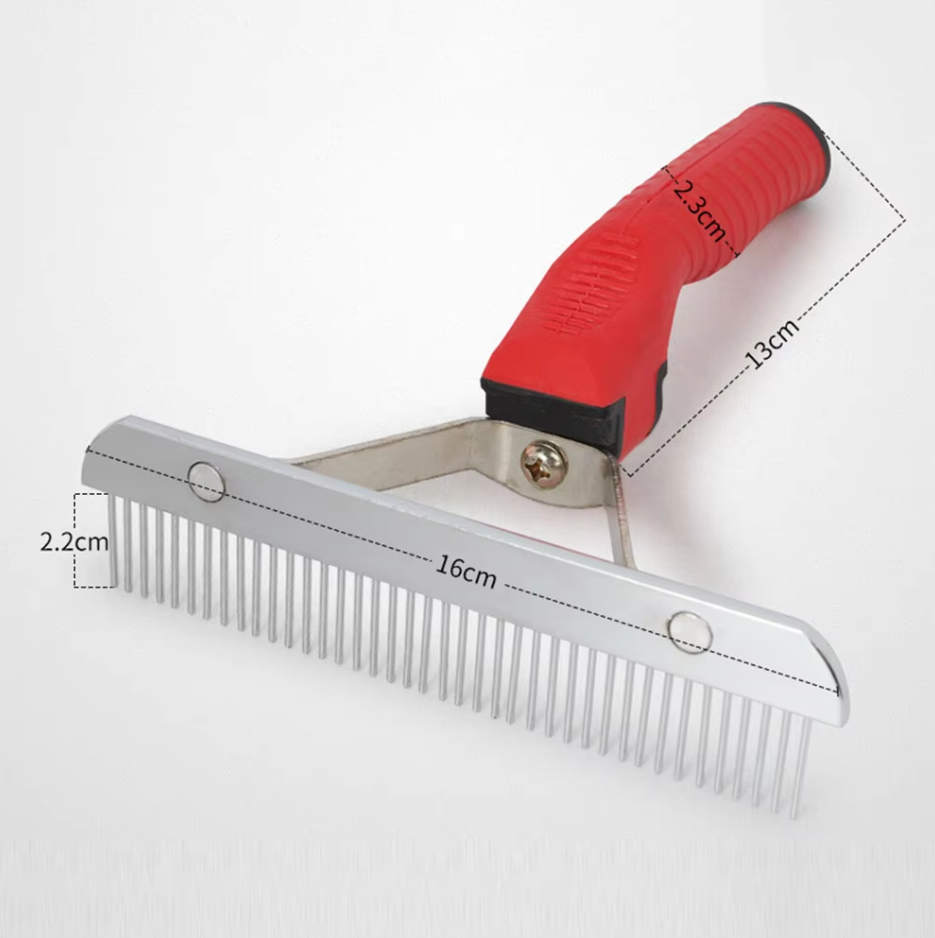 Ergonomisk grooming-borste för hund, skonsam underullsborttagning & pälsvård i rostfritt stål.
