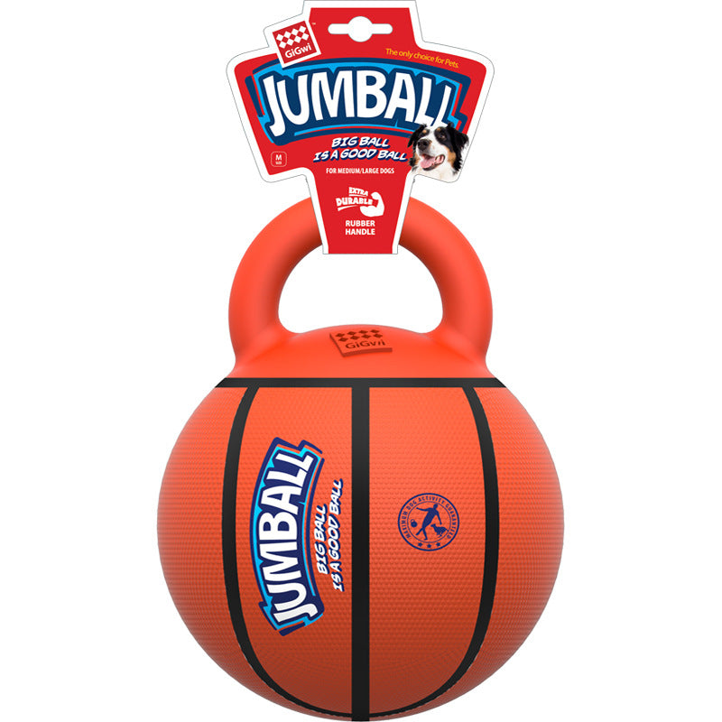 Hundleksak för aktivering: Gummiboll med handtag, perfekt för interaktiv lek & hundglädje. För stora & medelstora.