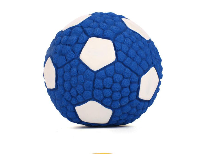 Apporteringsboll med ljud för hundar. En hållbar latexleksak som garanterar rolig utomhusträning.