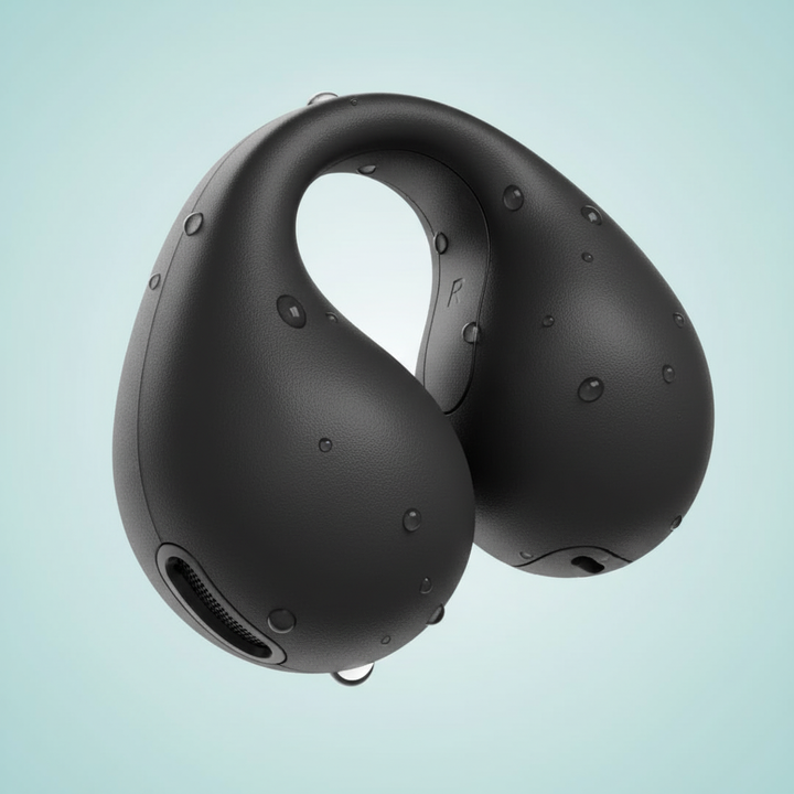 Trådlösa HydroSound Bluetooth hörlurar, vattentåliga in-ear design för optimalt ljud och komfort under aktivitet.