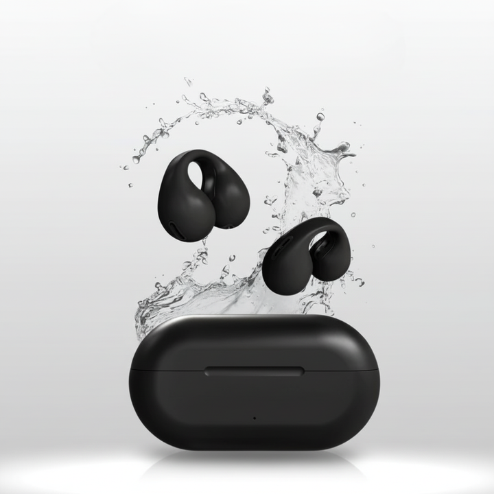 HydroSound in-ear hörlurar med Bluetooth, vattentåliga för att njuta av musik och ljud oavsett väder eller träning.