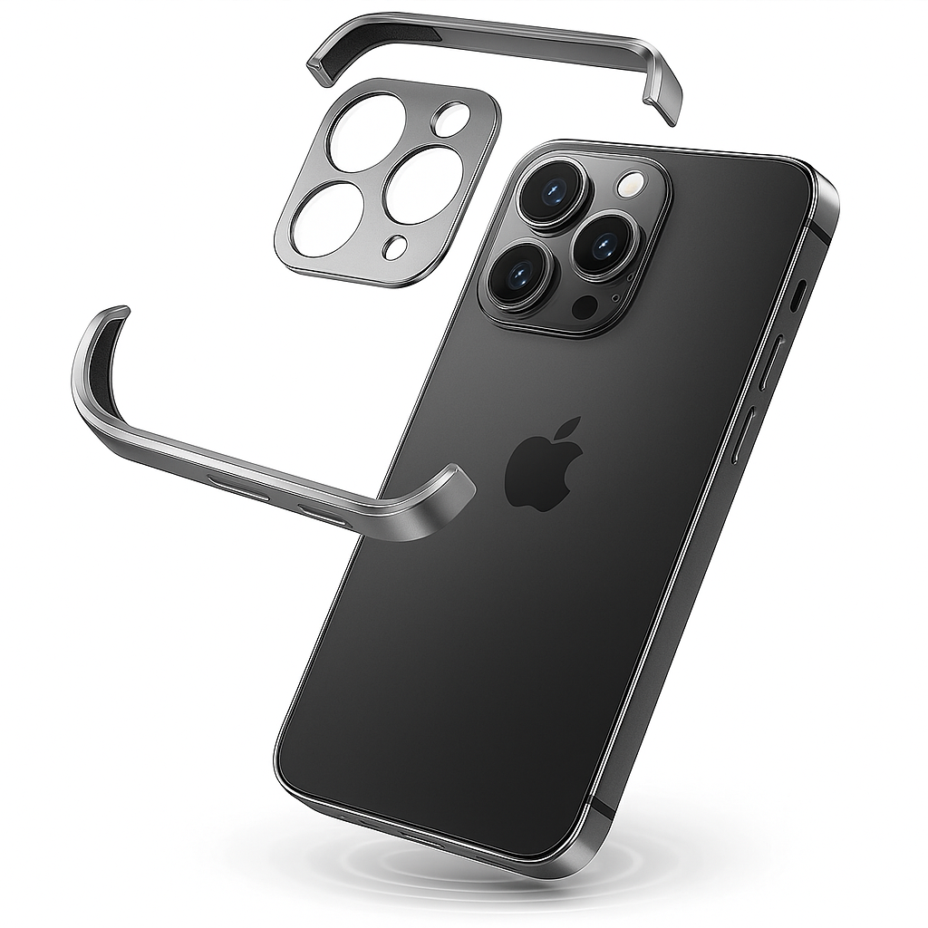 Stilren baksida av ett ultratunt metallskal för iPhone