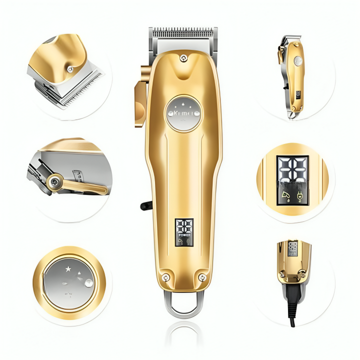 Professionellt grooming kit med hårtrimmer och tillbehör för barberare