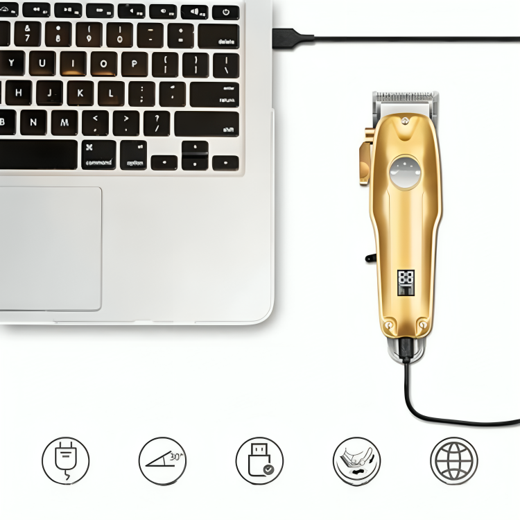 Närbild på skäggvård och precision med USB-laddad hårklippare