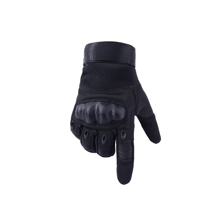 Svart taktisk handske handflata och fingerdetalj