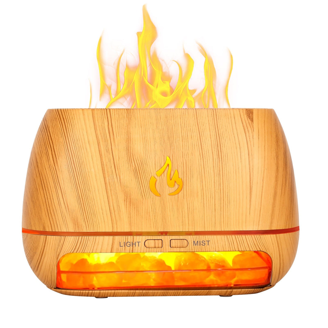 Himalayasaltlampa med flameffekt och naturliga saltkristaller