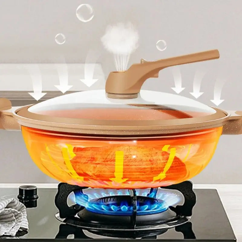 Illustration av mikrotryck och värmeflöde i wokkokaren