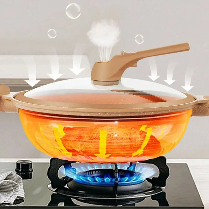 Illustration av mikrotryck och värmeflöde i wokkokaren