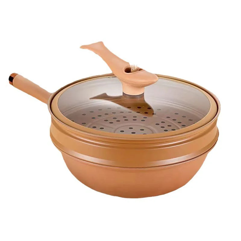 Ultimata Wokkokaren i guldbrun design med lock