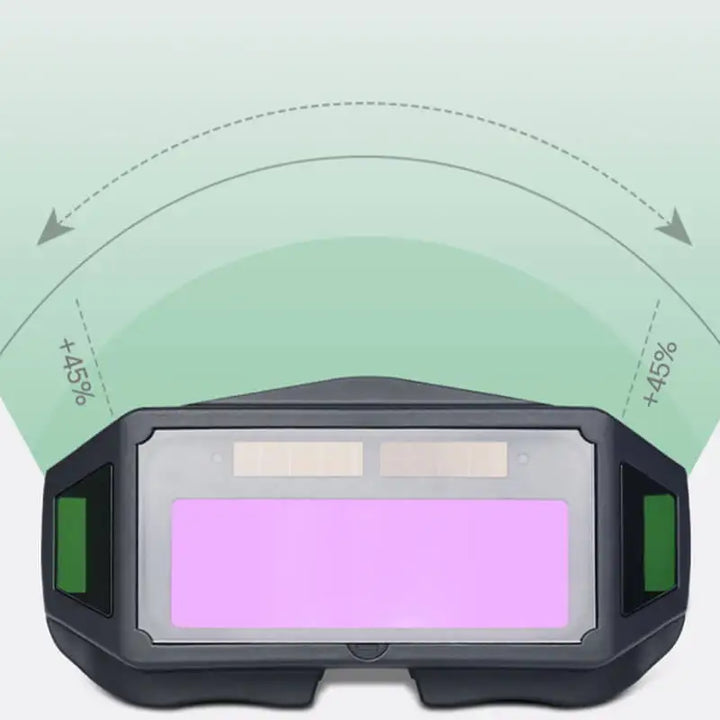 Illustration av det breda panoramasynfältet på svetsglasögonen