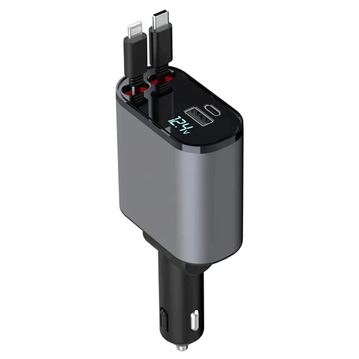 Dual utdragbar billaddare med digital display