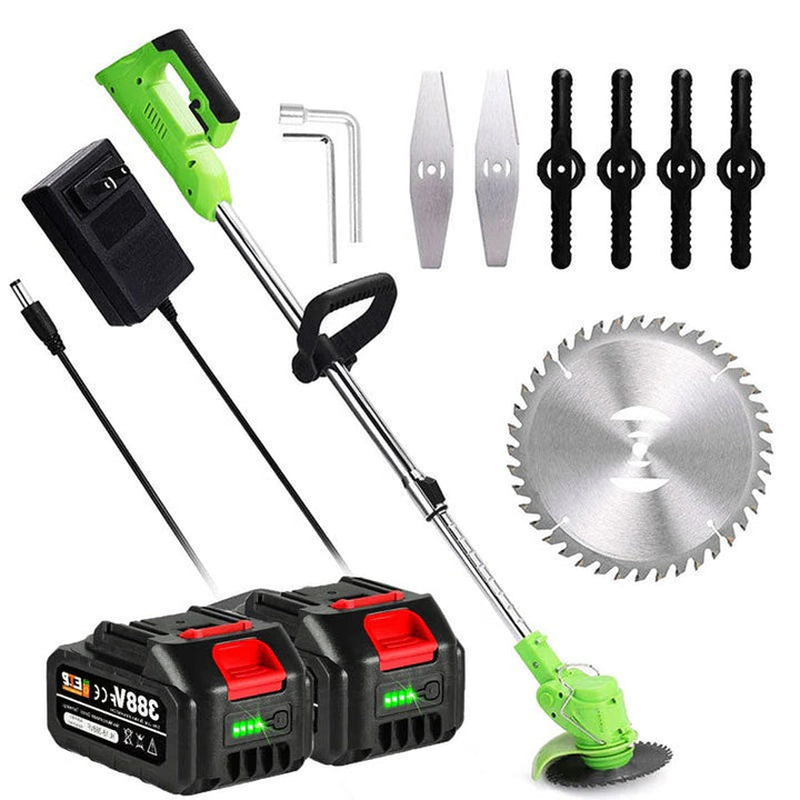 Sladdlös grästrimmer med tillbehör och batterier