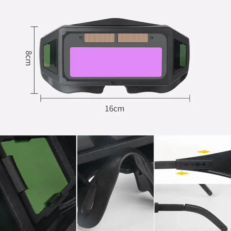Svetsglasögon med automatiskt mörknande visir och UV- och IR-skydd för metallbearbetning