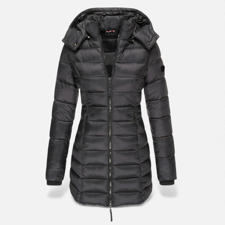 Slim fit mid-length jacka som visar passformen bakifrån