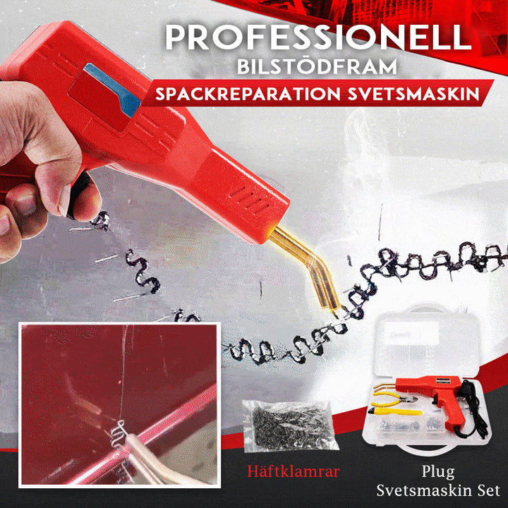 "<img alt="Plastsvetsmaskin med ergonomiskt handtag för stötfångare reparation, svart design med tillbehör." />"