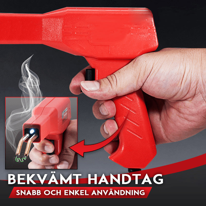 "<img alt="Plastsvetsmaskin med ergonomiskt handtag för stötfångare reparation, svart design med tillbehör." />"