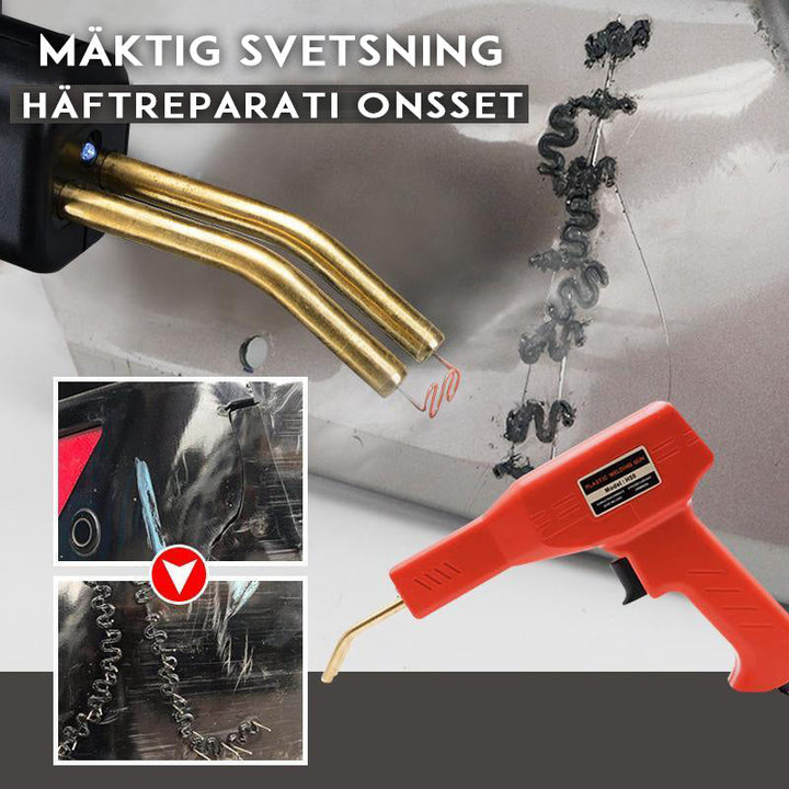 "<img alt="Plastsvetsmaskin med ergonomiskt handtag för stötfångare reparation, svart design med tillbehör." />"