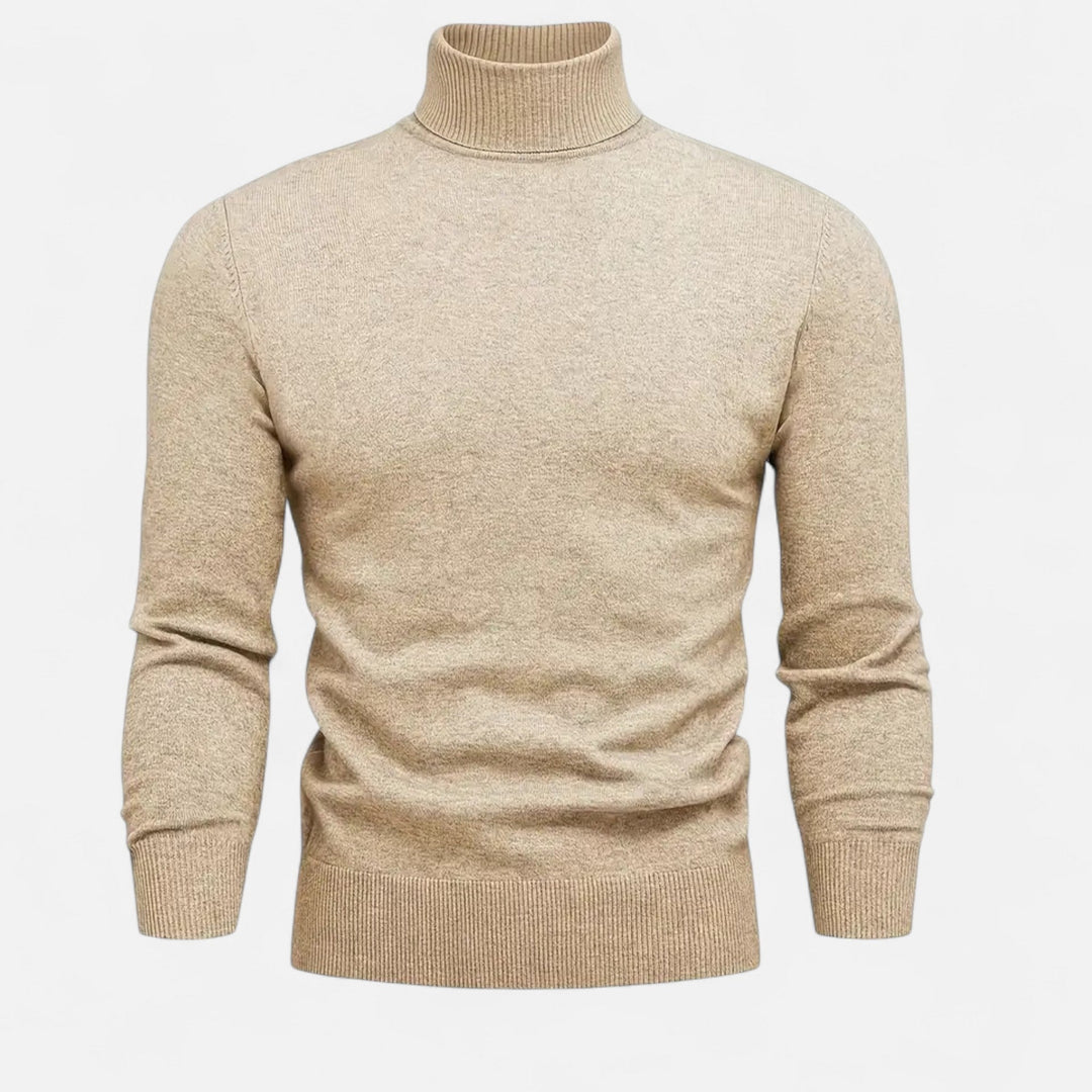 Valmonti herrs höghalssweater i beige färg framifrån