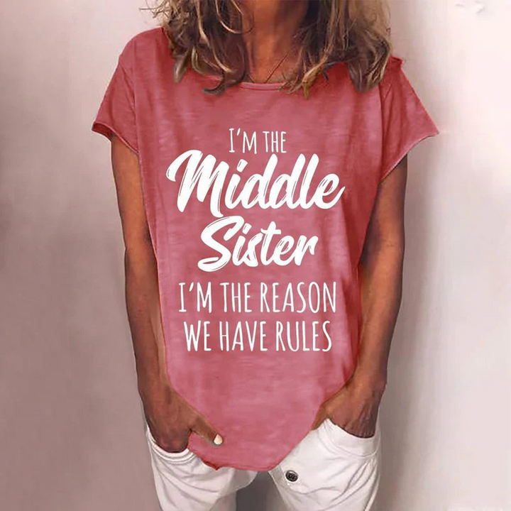 Kortärmad T-shirt för Damer med Systermotiv