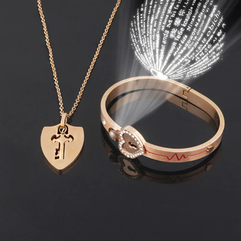Unisex Låsarmband och Nyckelhalsband Set