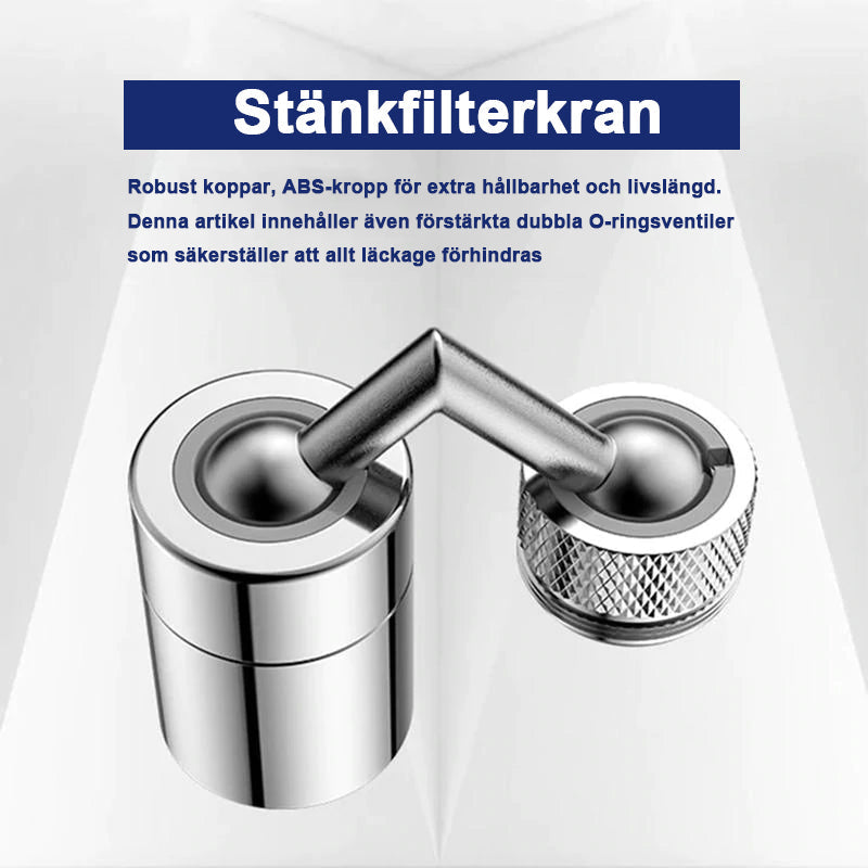 "Industriell kopparkran med sprayfilter, robust design, kromfinish, idealisk för badrum och kommersiell användning."