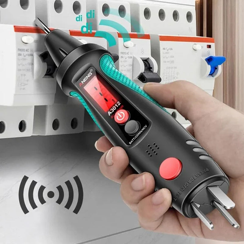 "Intelligent kretsdetektor med ljus- och larmsignal i svart yta, visar visuell indikator och alarm för kretsproblem."