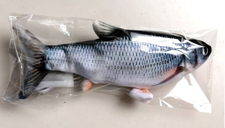Detaljerad interaktiv fiskleksak med kattmynta och fjädrar, designad för kattens lek.
