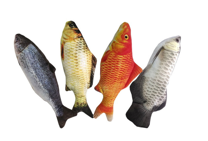 Kattleksak fjäderfisk med realistisk design, rör sig och innehåller kattmynta för stimulans.