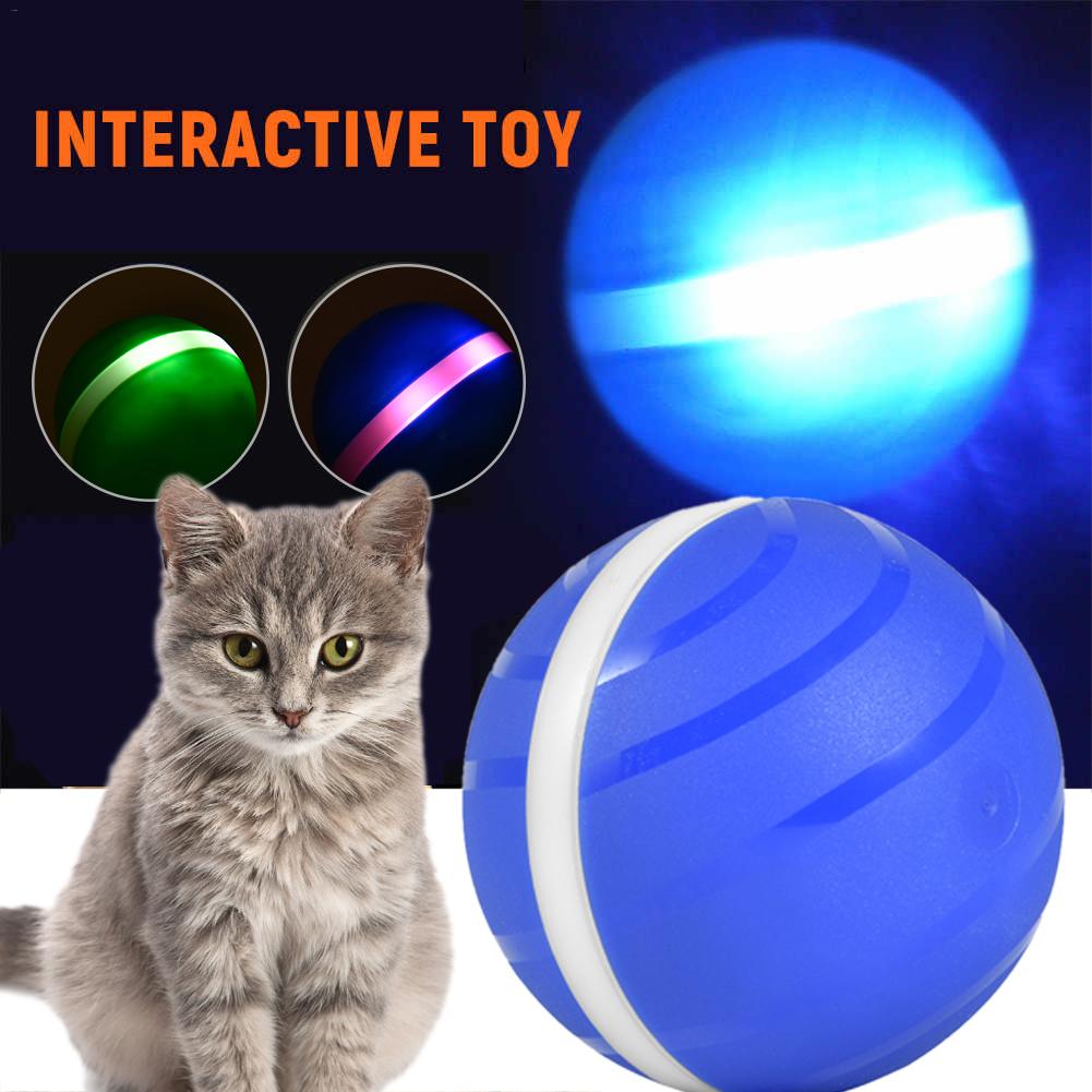 Interaktiv kattleksak: lysande aktiveringsboll för katt, tyst & USB-laddad, perfekt för lek.