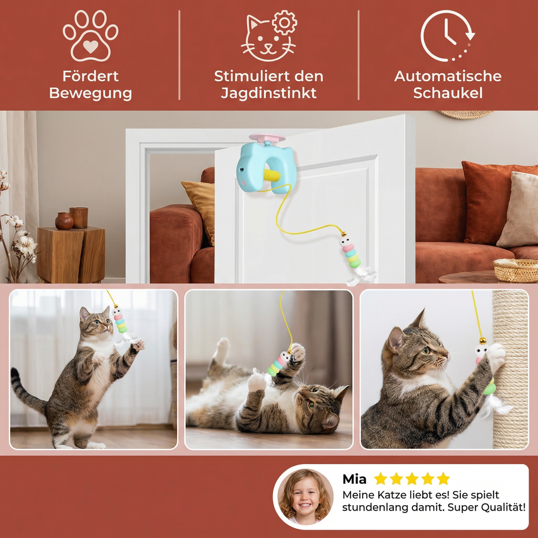 Kattillbehör: Stimulerande fjäderleksak som håller din innekatt sysselsatt och glad. Interaktiv.