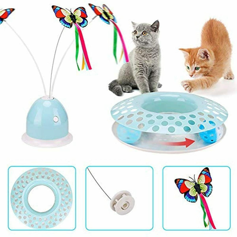 Kattleksak som stimulerar kattens jaktinstinkt med fjäder och roligt ljus.