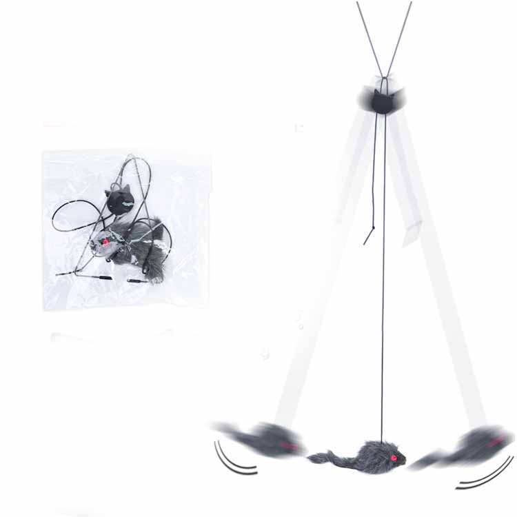 Realistisk mus kattleksak med slitstark elastisk snodd, idealisk för aktivering och lek för din innekatt.