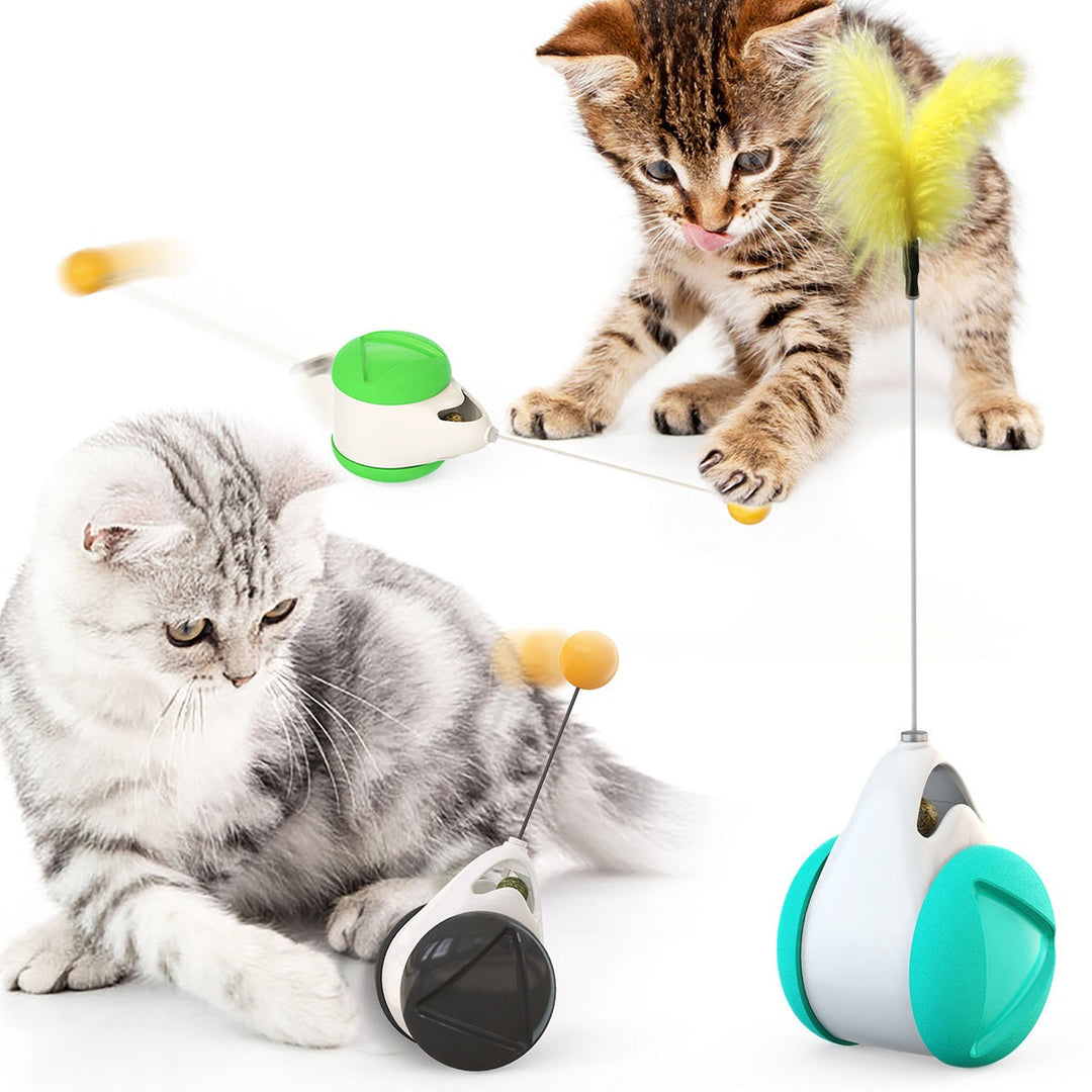 Aktivera din katt med denna självbalanserande kattleksak; främjar lek och mental stimulans.